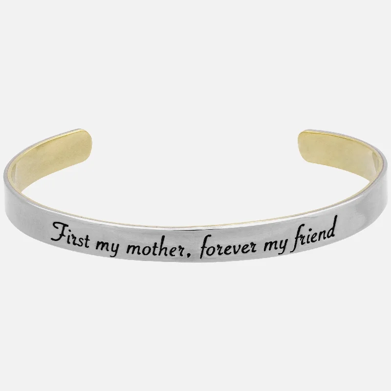 affordable bangles and bracelets for women -My Mother My Friend Mixed Metal Cuff Bracelet