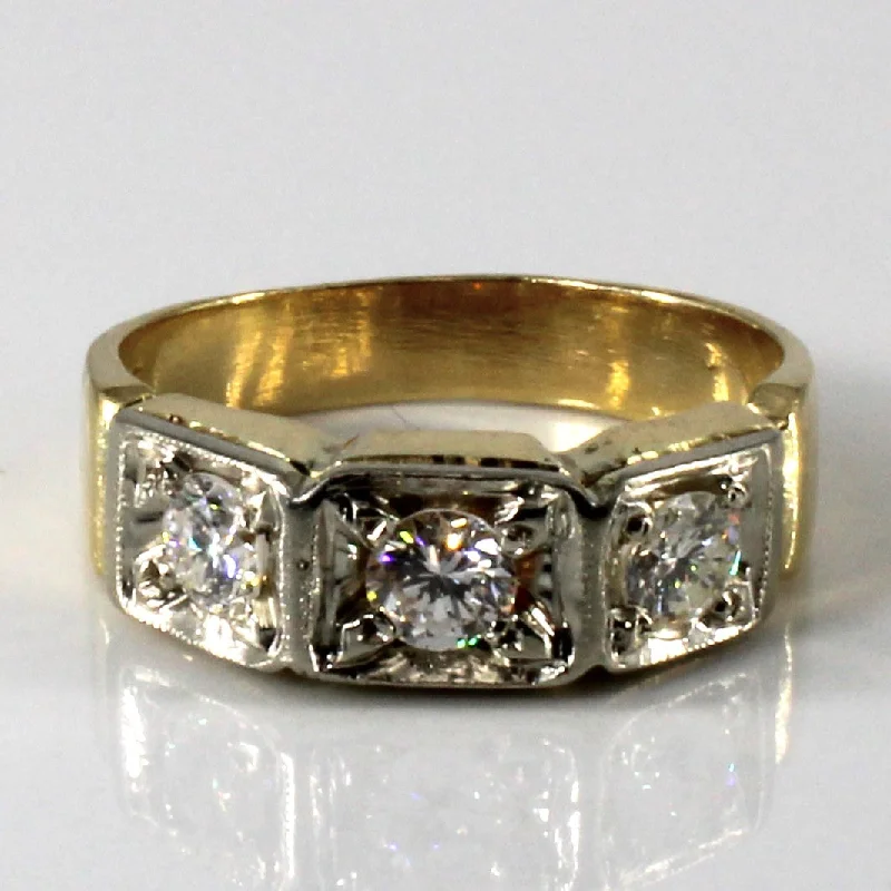 Grid Set Three Stone Diamond Ring | 0.90ctw | SZ 8.75 |