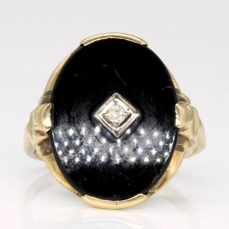 classic diamond engagement rings -Black Onyx & Diamond Ring | 3.40ct, 0.01ct | SZ 5.25 |