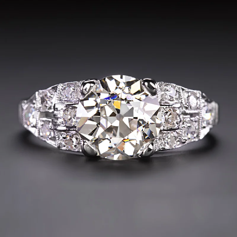 vintage-inspired engagement rings -2.12ct VINTAGE DIAMOND RING GIA CERTIFIED PLATINUM OLD EUROPEAN CUT ENGAGEMENT