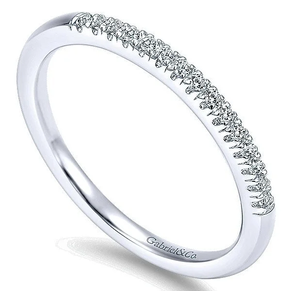 halo engagement rings for women -French Pave Diamond Band 1/10 Cttw 14K White Gold 206B