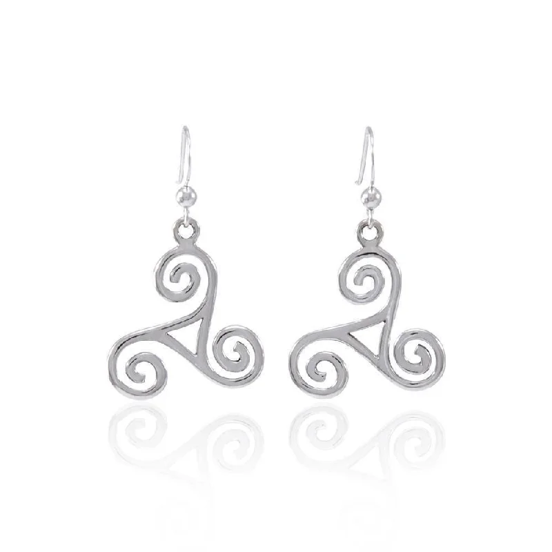 handmade earrings for women -Celtic Spiral Silver Earrings TE102