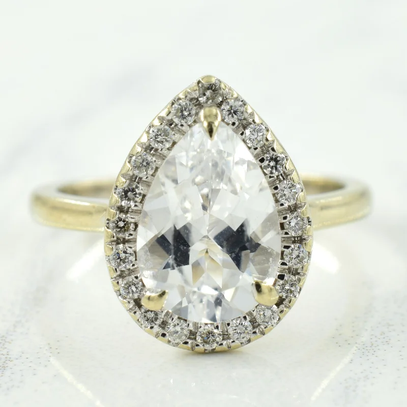 White Topaz & Diamond Cocktail Ring | 1.75ct, 0.16ctw | SZ 5 |