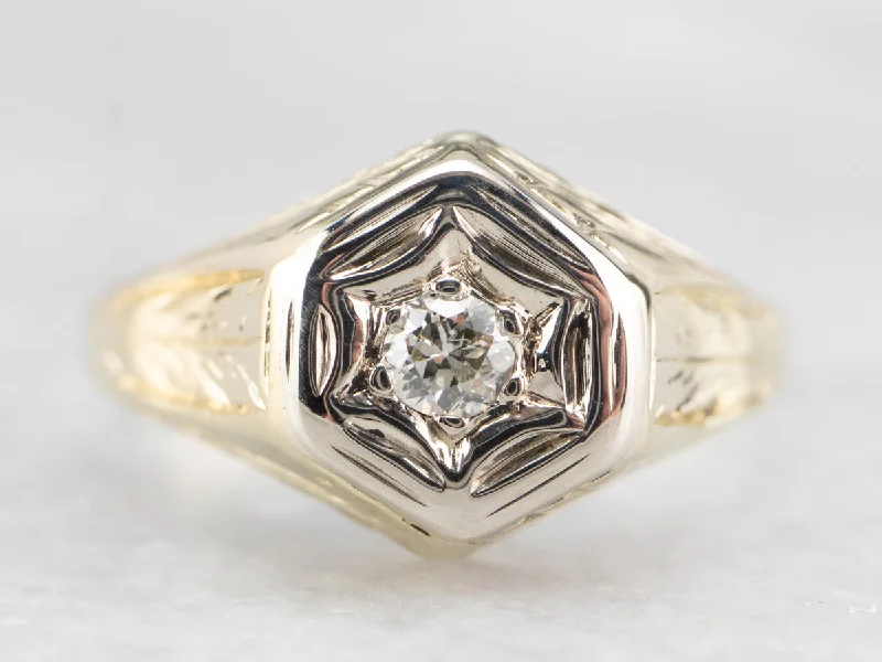 affordable diamond engagement rings -Vintage European Cut Diamond Ring