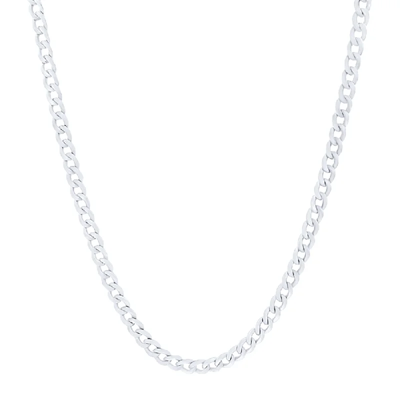 stunning statement necklaces for women -Curb Chain Necklace in 9ct White Gold Silver Infused 55cm