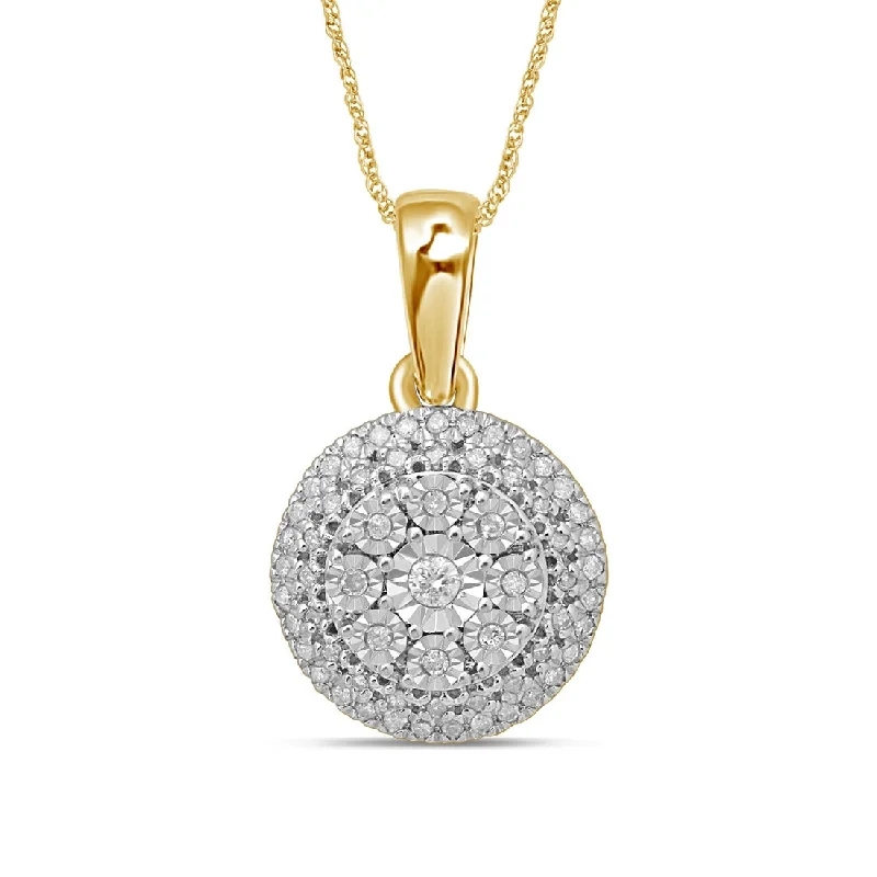 vintage gold necklaces for women -9ct Yellow Gold 0.25ct Diamond Brilliant Illusion Pendant