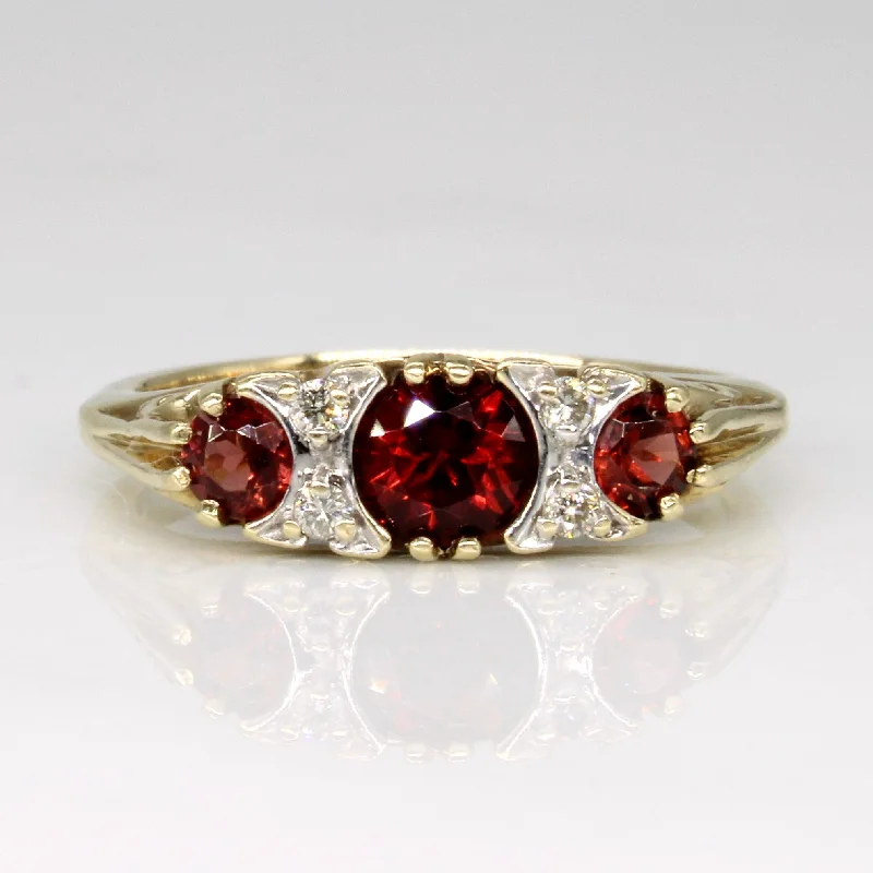 Garnet & Diamond 10k Cocktail Ring | 1.00ctw, 0.06ctw | SZ 7.25 |