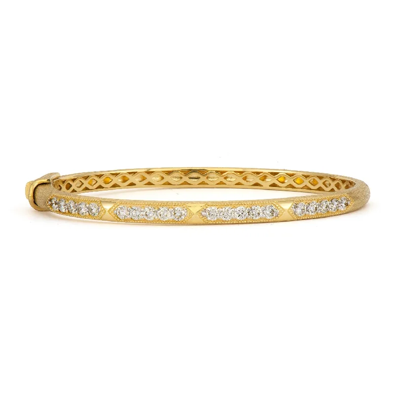 luxury bangles for women -18K Gold & Diamond Station Hexagon Bangle