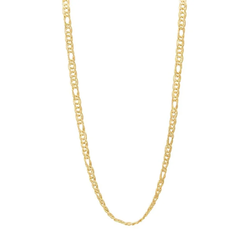 double chain necklaces for women -9ct Yellow Gold Fancy Double 1/3 Figaro Chain Necklace 50cm