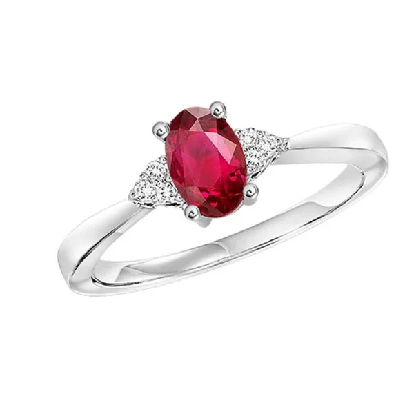 classic diamond engagement rings -10 Karat White Gold Oval Ruby Diamond Ring