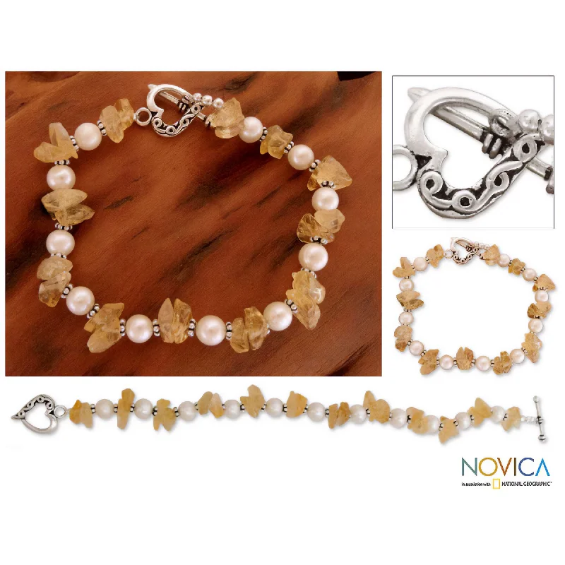 luxury bangles for women -Summer Moon Citrine & Pearl Bracelet