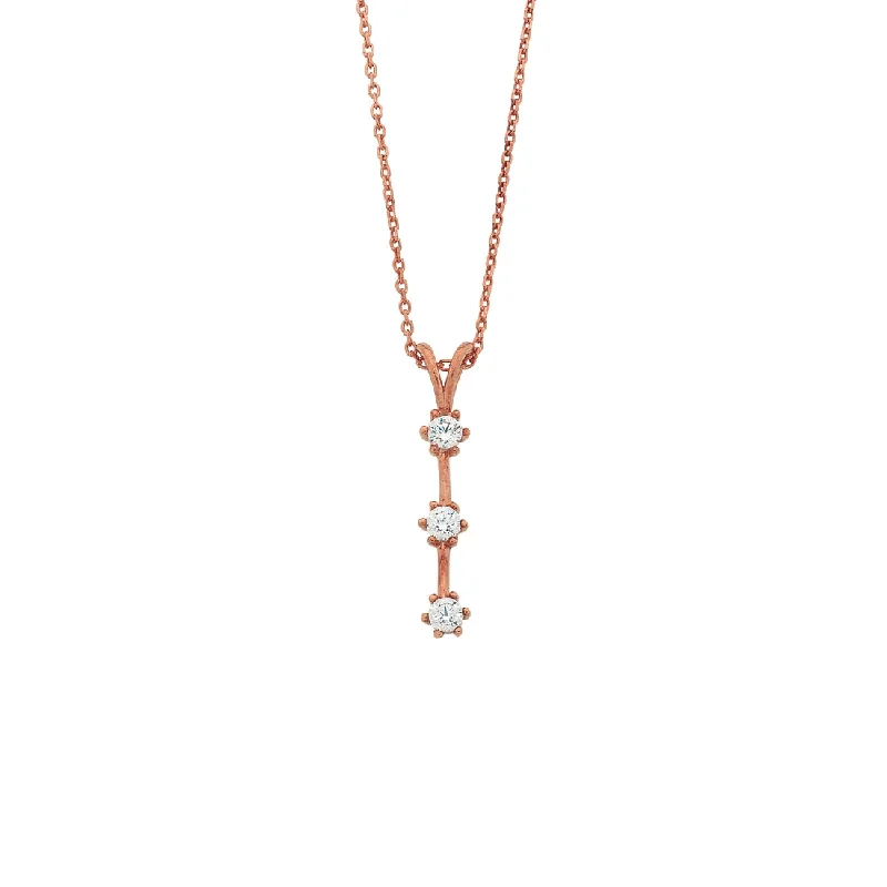 celestial necklaces for women -9ct Rose Gold Silver Infused Triple Cubic Zirconia Drop Bar Necklace