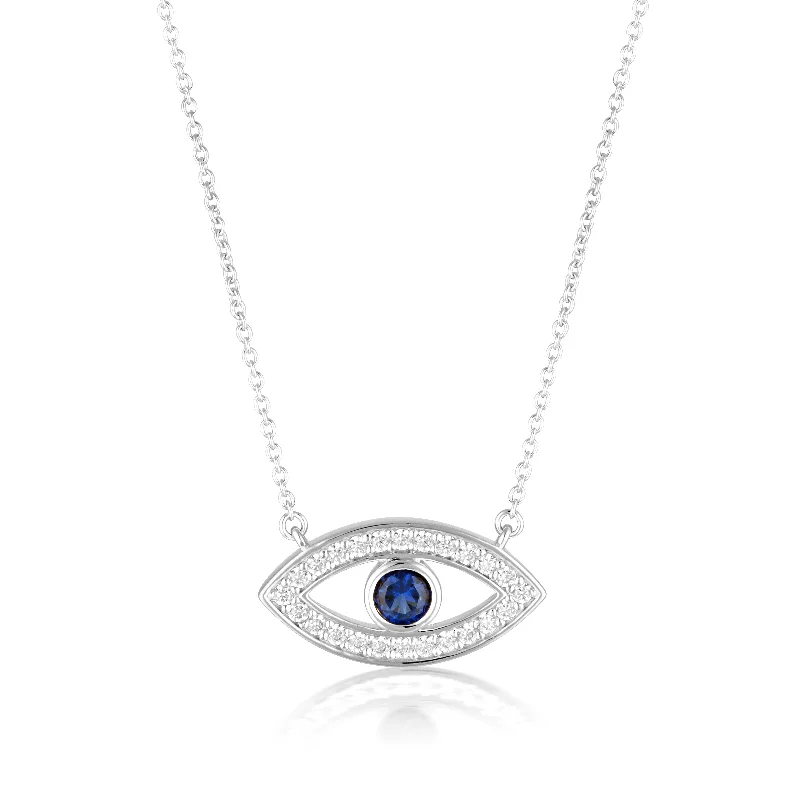 layered necklaces for women -GEORGINI EVIL EYE PENDANT NECKLACE SILVER