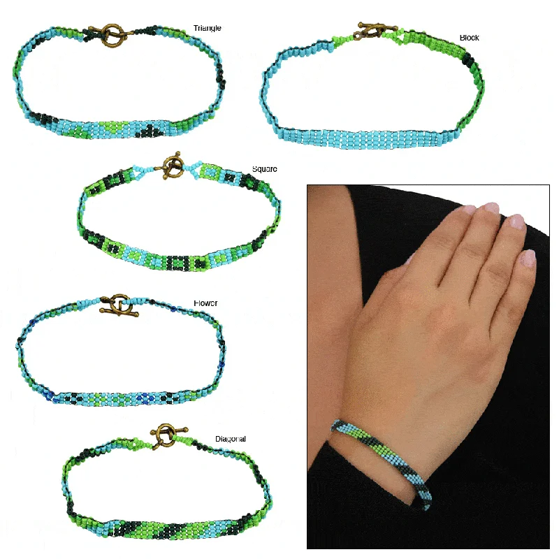 custom bangles for women -Haitian Bead Weaver Blue Hues Bracelet