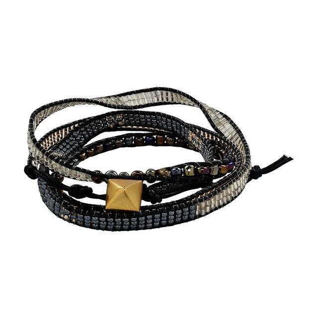 engraved bracelets for women -Moraa Onyx 4x Wrap Bracelet