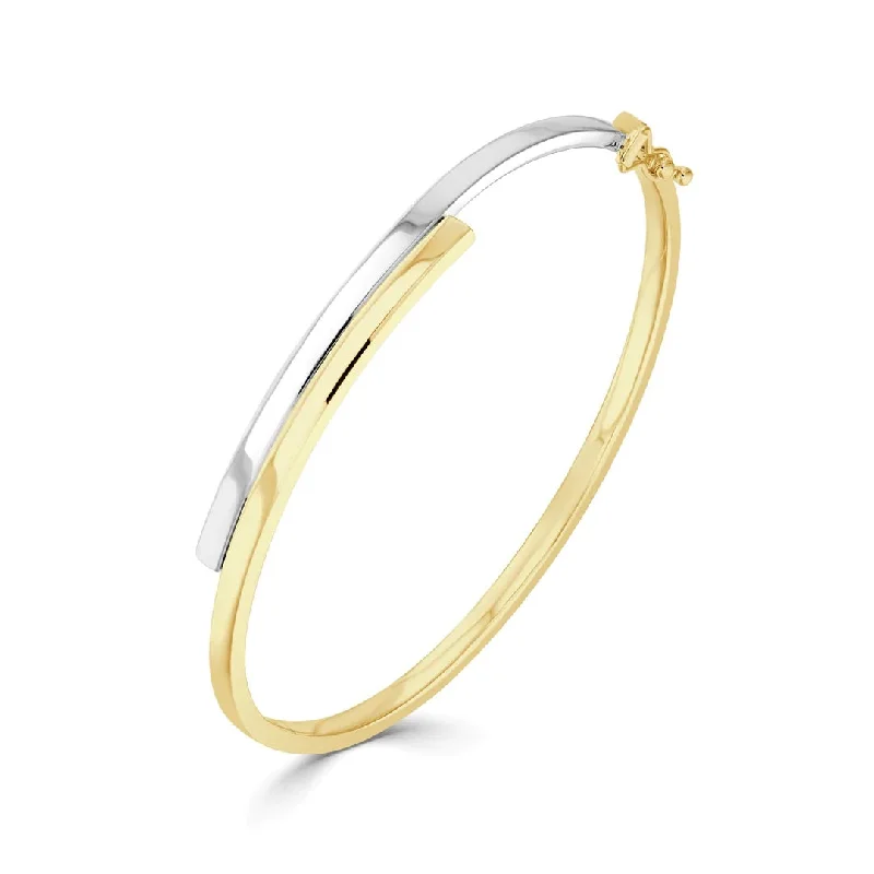 adjustable bangles for women -9K 2 Colour Gold Cross Over Bangle