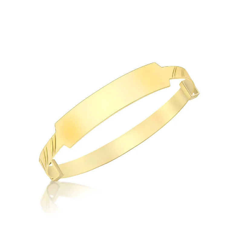 minimalist bangles for women -9K Yellow Gold Plain ID Oblique Baby Bangle