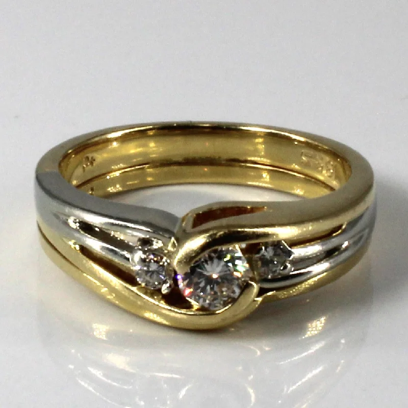 Three Stone Diamond Two Tone Gold Ring | 0.27ctw | SZ 6.25 |