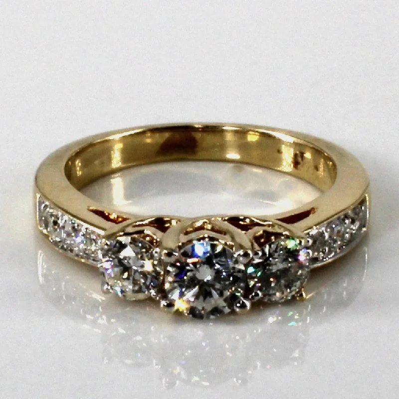 Diamond Three Stone with Accents Ring | 0.71ctw | SZ 5 |