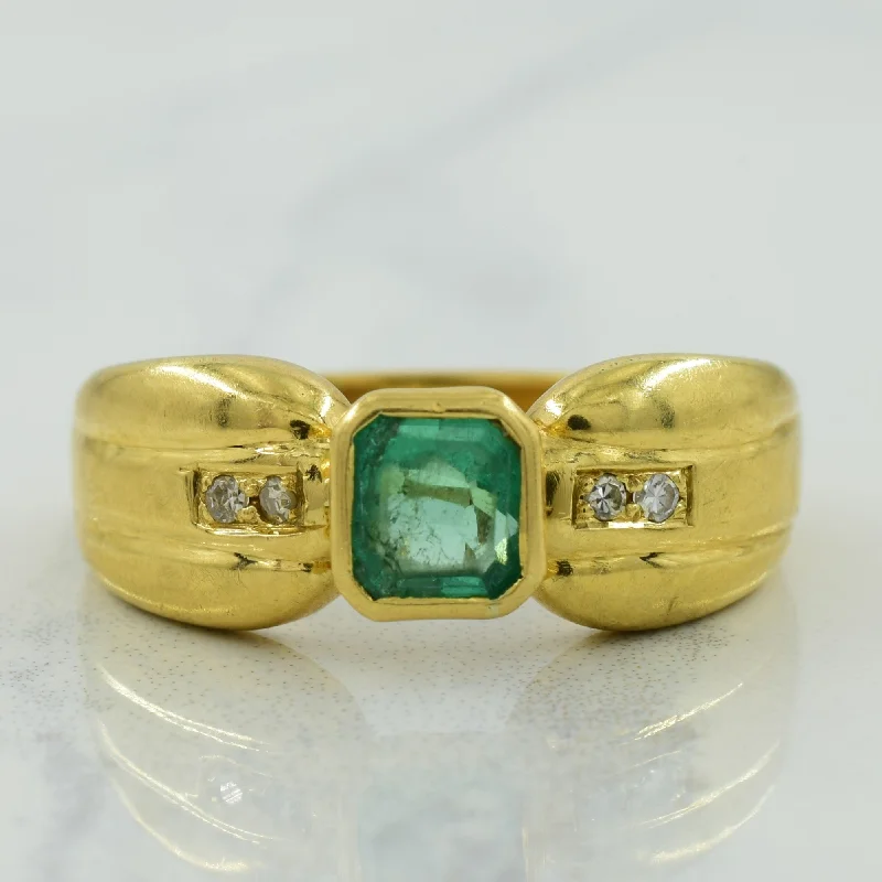 Emerald & Diamond Ring | 0.80ct, 0.04ctw | SZ 9 |