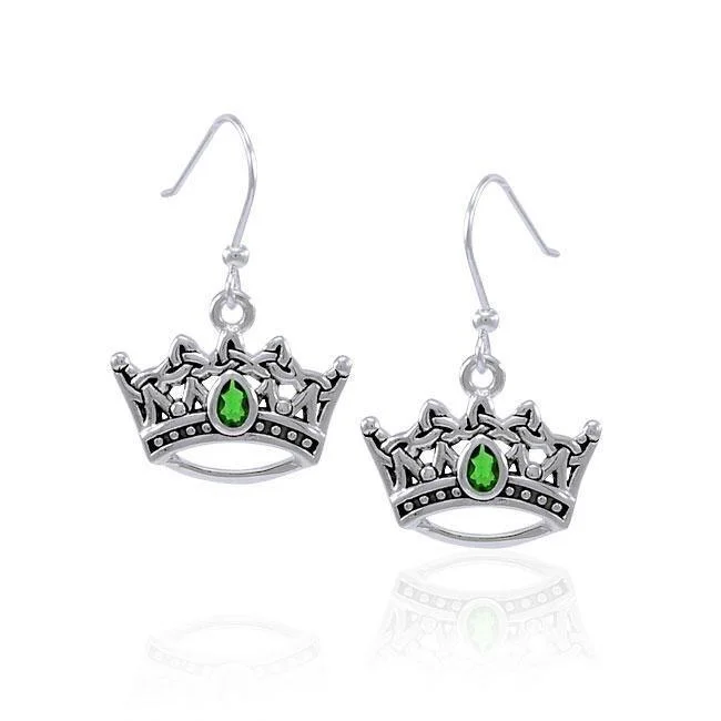 women’s crystal stud earrings -Triquetra Crown Gem Earrings TER1466