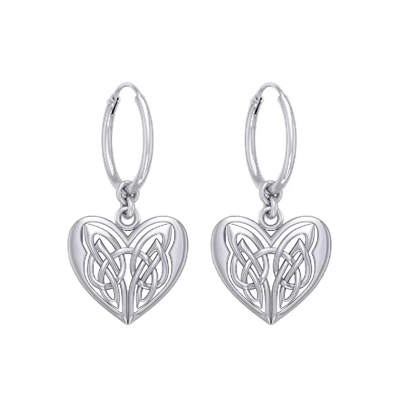 glamorous earrings for women -Eternal Heart Celtic Knots Silver Hoop Earrings TER2104