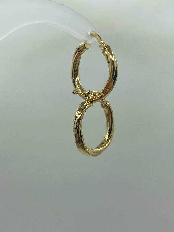 hoop earrings for women -Twist Hoop Earrings - Gold Filled