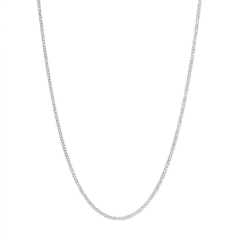 silver pendant necklaces for women -9ct White Gold Diamond Cut Curb Chain Necklace 45cm