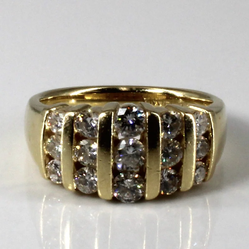 Multi- Row Channel Diamond Ring | 0.96ctw | SZ 6.5 |