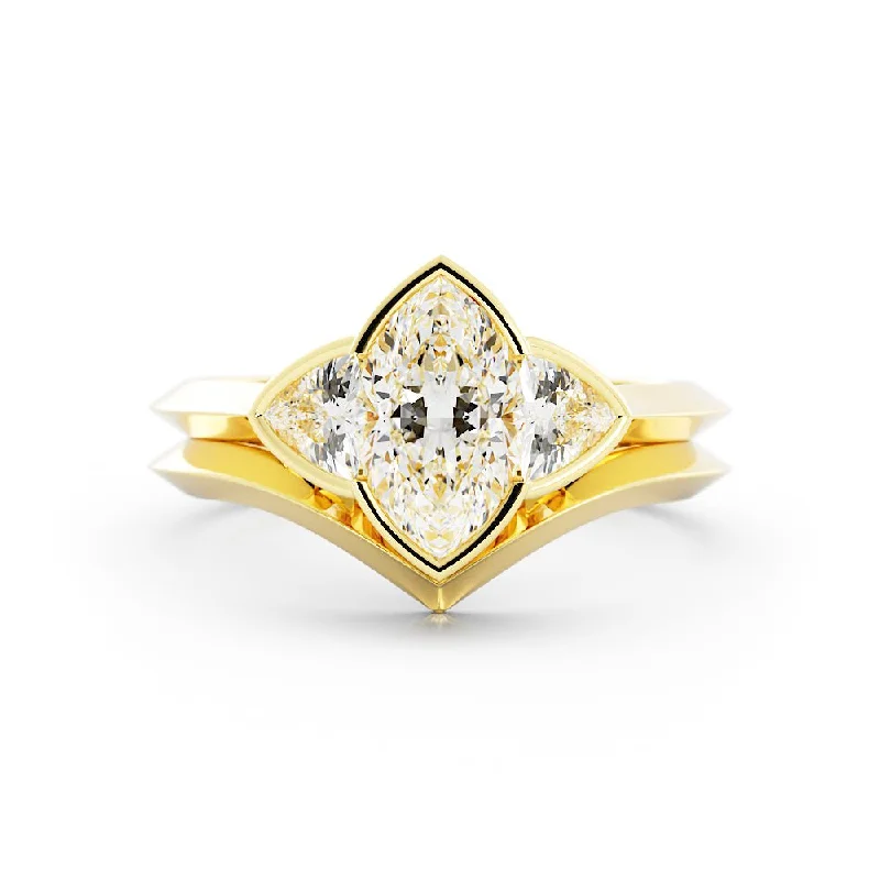 elegant diamond engagement rings -Marquise and Trillian Three Stone Diamond Ring