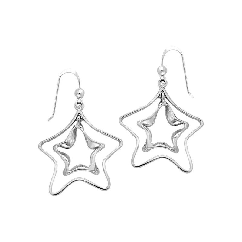 bohemian earrings for women -A classic star with a twist Sterling Silver Jewelry Hook Earrings TER1156