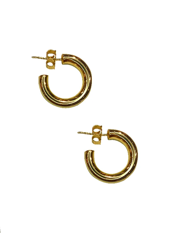 elegant gold earrings for women -Chunky Hoops - Gold