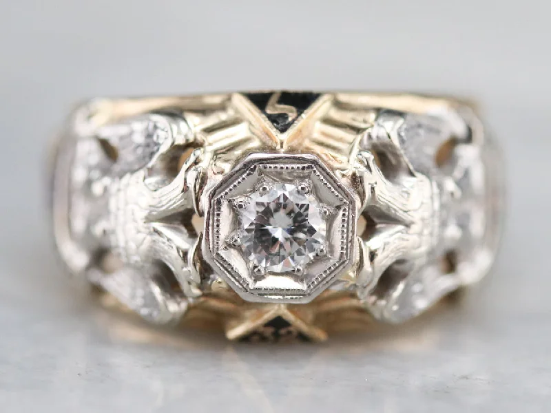 women’s engagement rings -Men's Masonic Diamond Ring