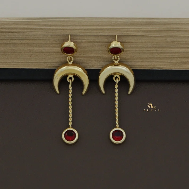 sparkling drop earrings for women -Moon Glossy Earring