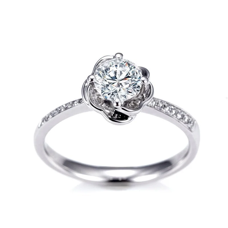 vintage engagement rings for women -Platinum Rose Lab Diamond Ring