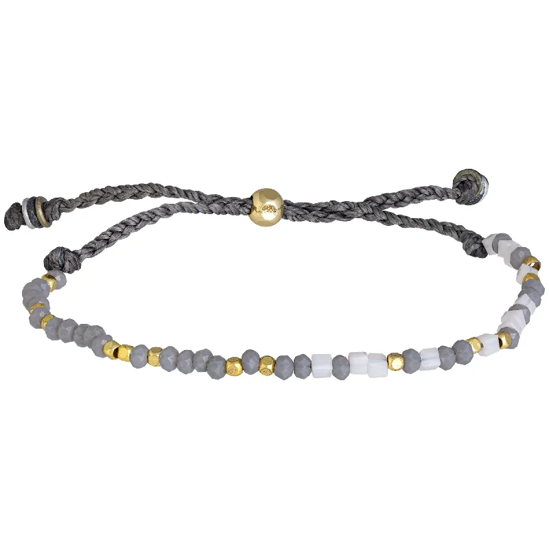 birthstone bangles for women -Gray Woven Beaded Bracelet