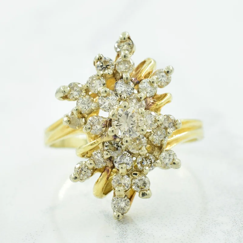 Cluster Diamond Bypass Ring | 0.77ctw | SZ 7 |