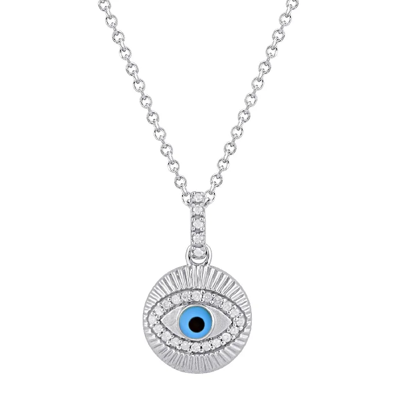 gemstone necklaces for women -Evil Eye Necklace with 0.05ct of Diamonds in Sterling Silver