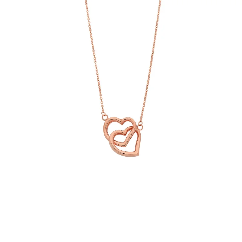 sapphire necklaces for women -9ct Rose Gold Silver Infused Twin Hearts Necklace