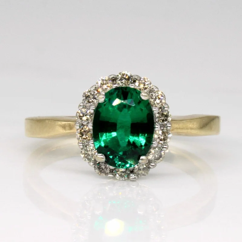 'Michael Hill' Synthetic Emerald & Diamond Ring | 0.93ct, 0.28ctw | SZ 7.25 |