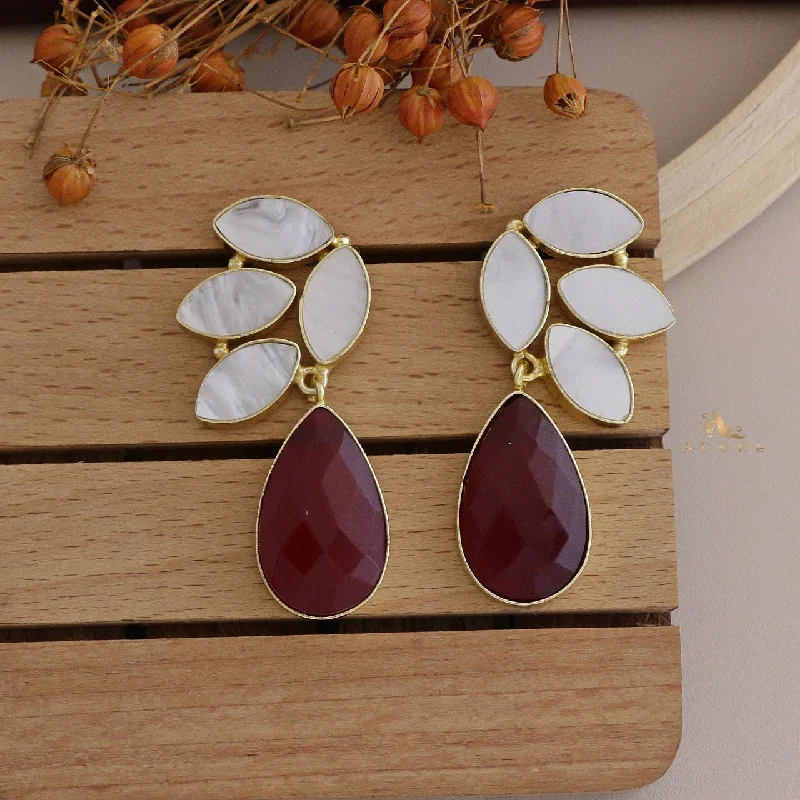 personalized stud earrings for women -Glossy MOP Wings Earring