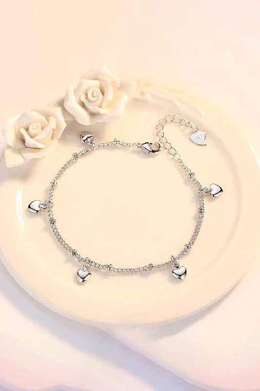 women’s charm bracelets -Silver Love Heart Pendant Bracelets