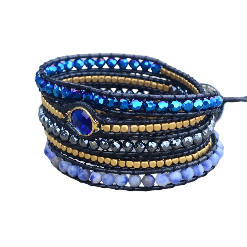 casual bangles for women -New Vegan Non-leather Natural Stone Bracelet