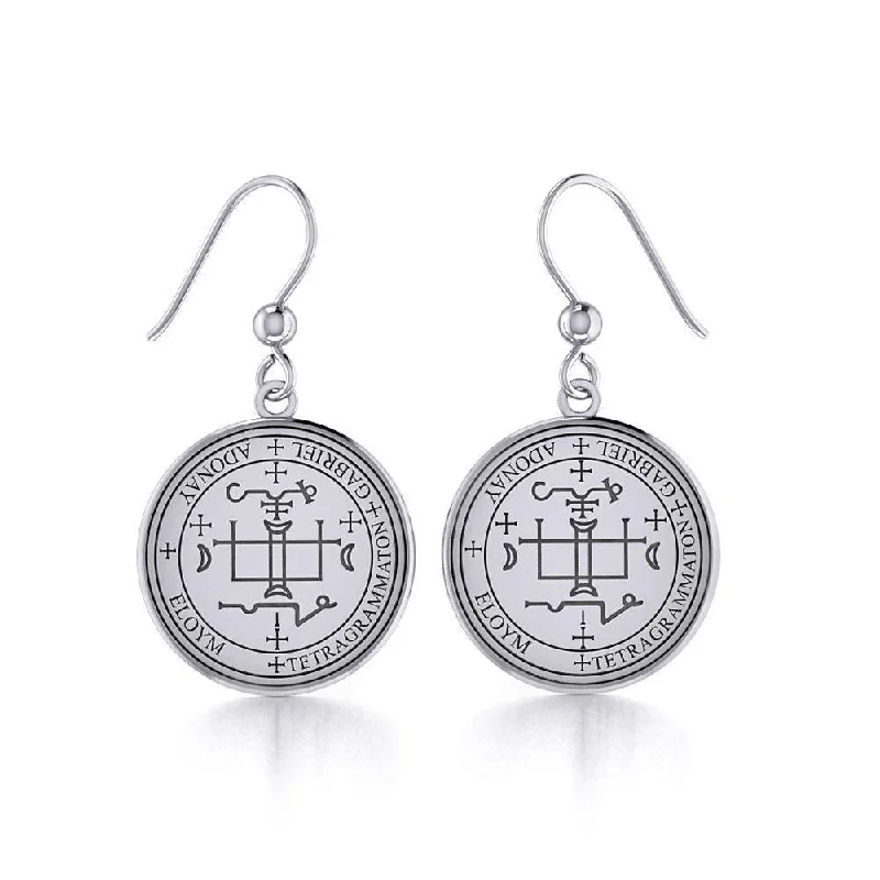 designer diamond earrings for women -Archangel Gabriel Sigil Small Silver Earring TER1630