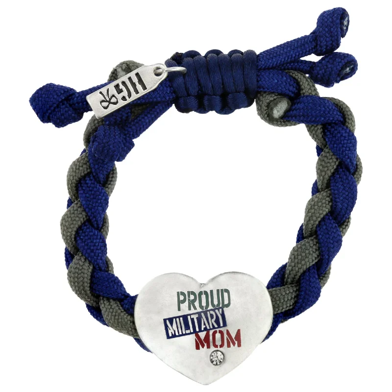 silver cuff bracelets for women -Proud Military Mom Paracord Bracelet