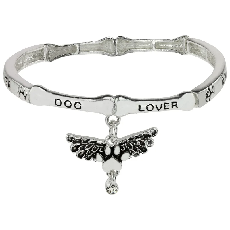 women’s silver bangles -Angel Wings Dog Paw Bracelet