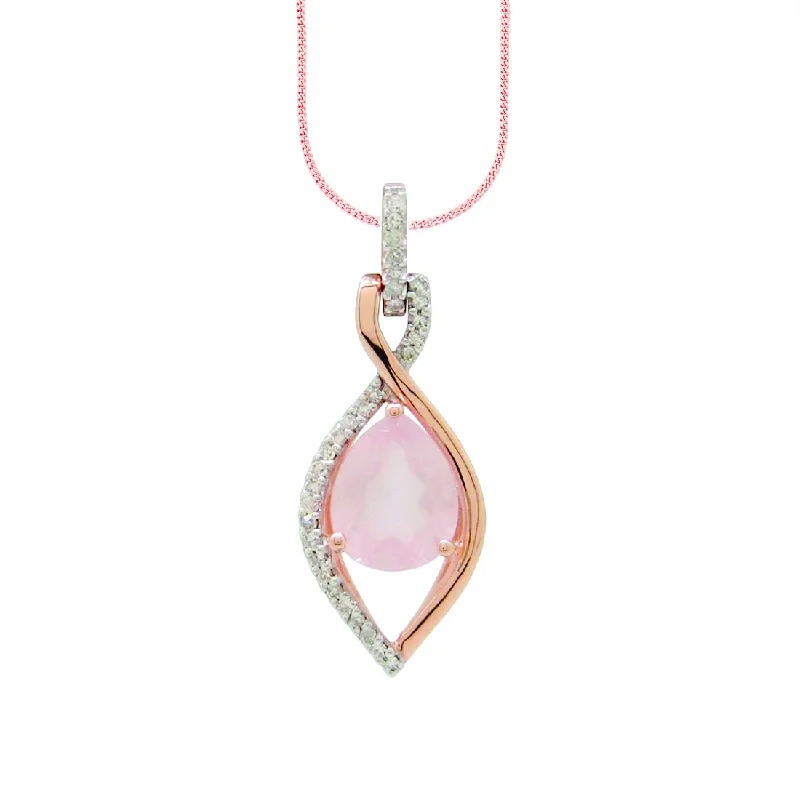 dainty necklaces for women -9ct Rose Gold Rose Quartz Infinity Pendant with 0.16ct of Diamonds