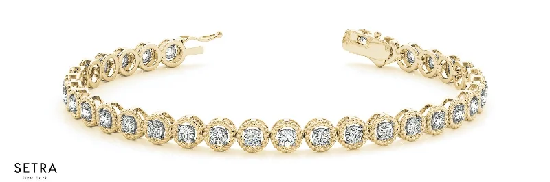 women’s friendship bracelets -2.00ct Round Cut Diamonds Women Bridal Fancy Solid Tennis Bracelet In 14k Gold