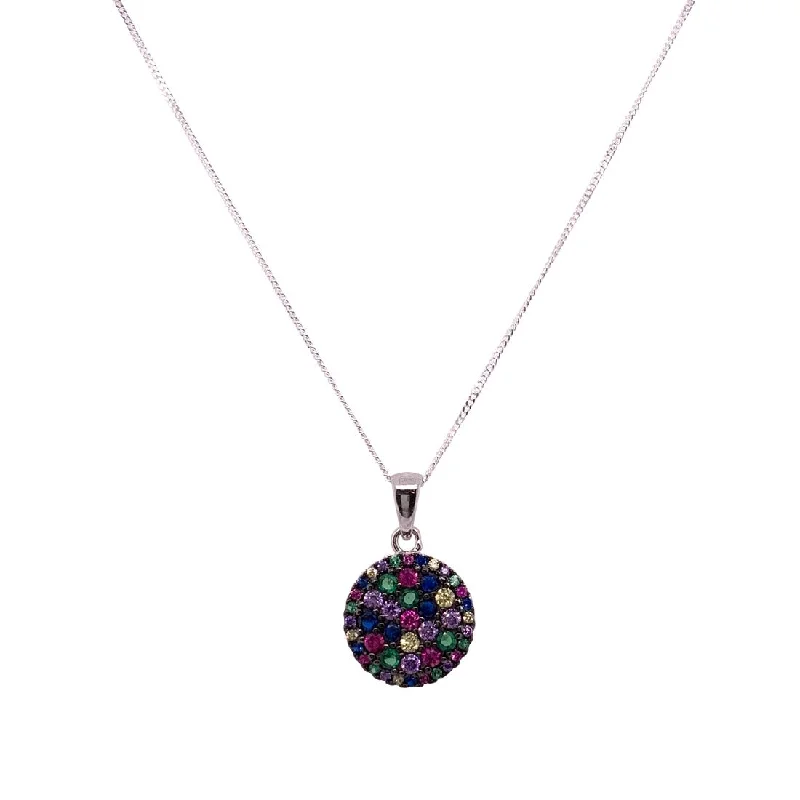 engagement necklaces for women -Sterling Silver Multi Coloured Cubic Zirconia Necklace