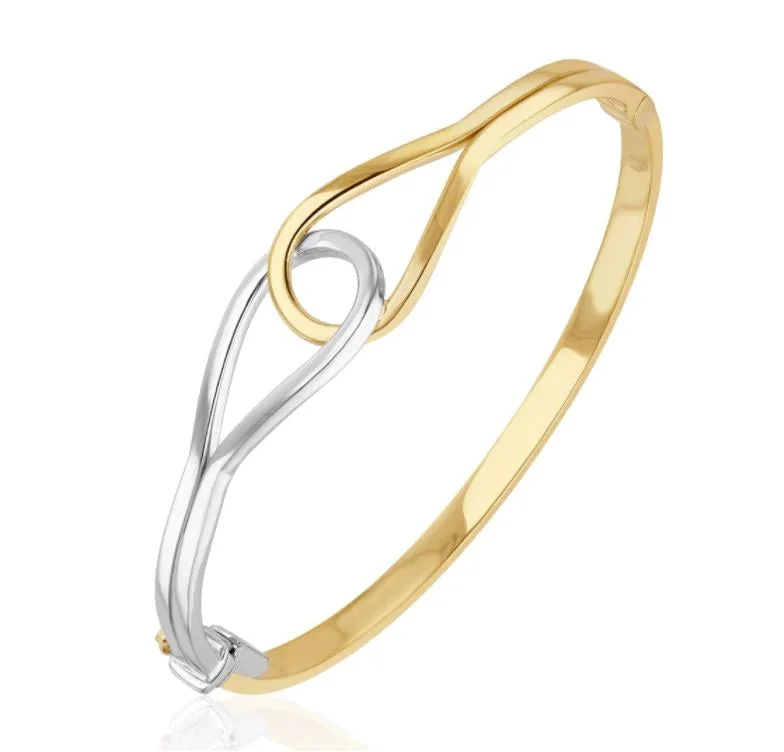 pearl bangles for women -9K 2 Colour Gold Stirrup Bangle